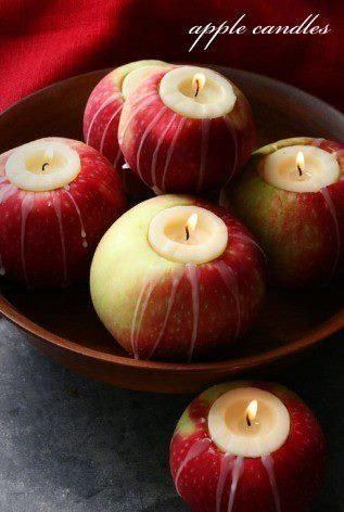décoration table halloween bougie pomme