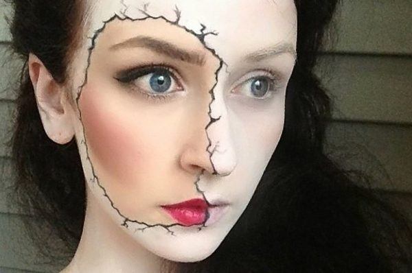 Maquillage halloween mort visage brisé