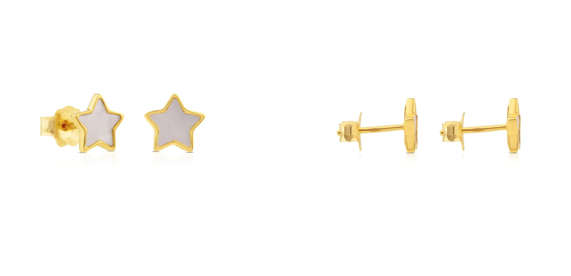Boucles d'oreilles étoile en nacre dorée taille XXS