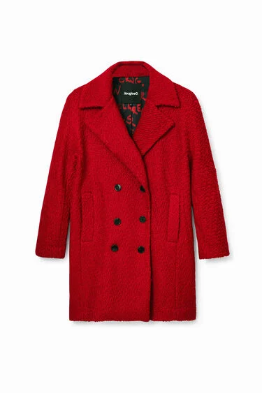 Manteau droit en laine rouge