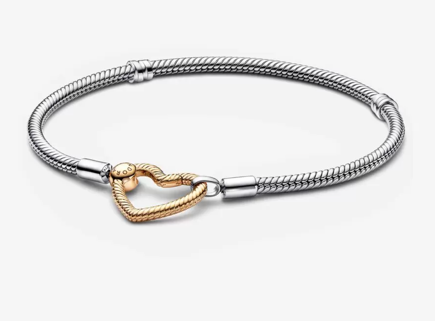 Bracelet fermoir cœur chaîne serpent Pandora Moments