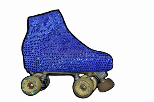 Housse de patin spéciale SILVYE en métal brillant pour le patinage artistique (bleu marine, taille S)