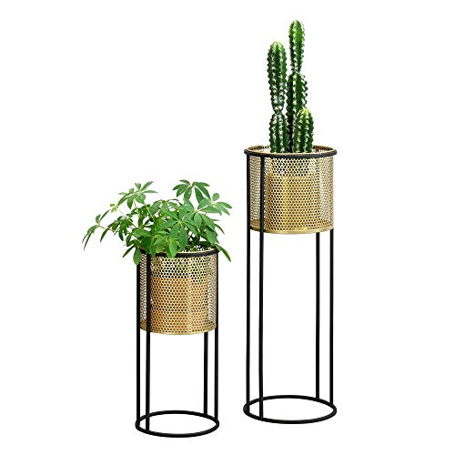 [en.casa]    Support pour plantes en métal 2 pièces 46 x 22 x 22 cm et 70 x 24 x 24 cm support pour pot de fleurs support pour pot de fleurs doré et noir