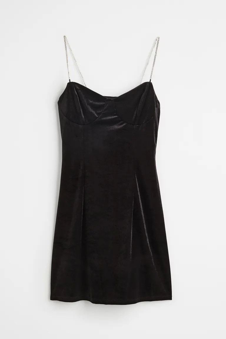 Robe sans manches avec strass sur les bretelles