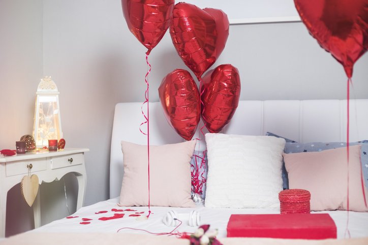 Decoracion de san valentin globos de corazones rojos 