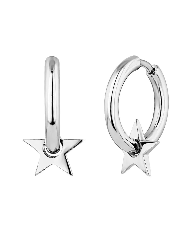 Boucles d'oreilles jonc avec créoles étoile argentée
