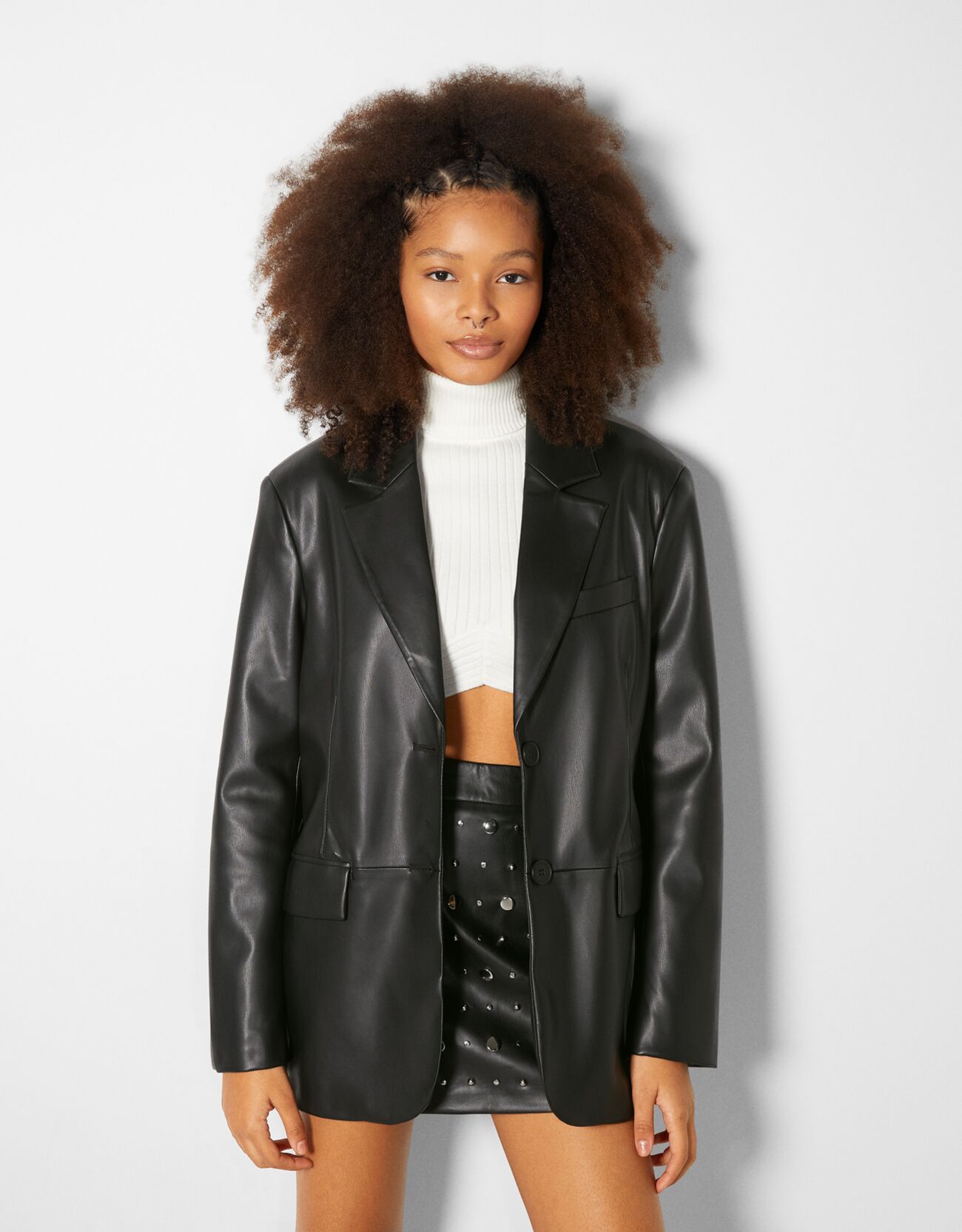 Blazer oversize en similicuir