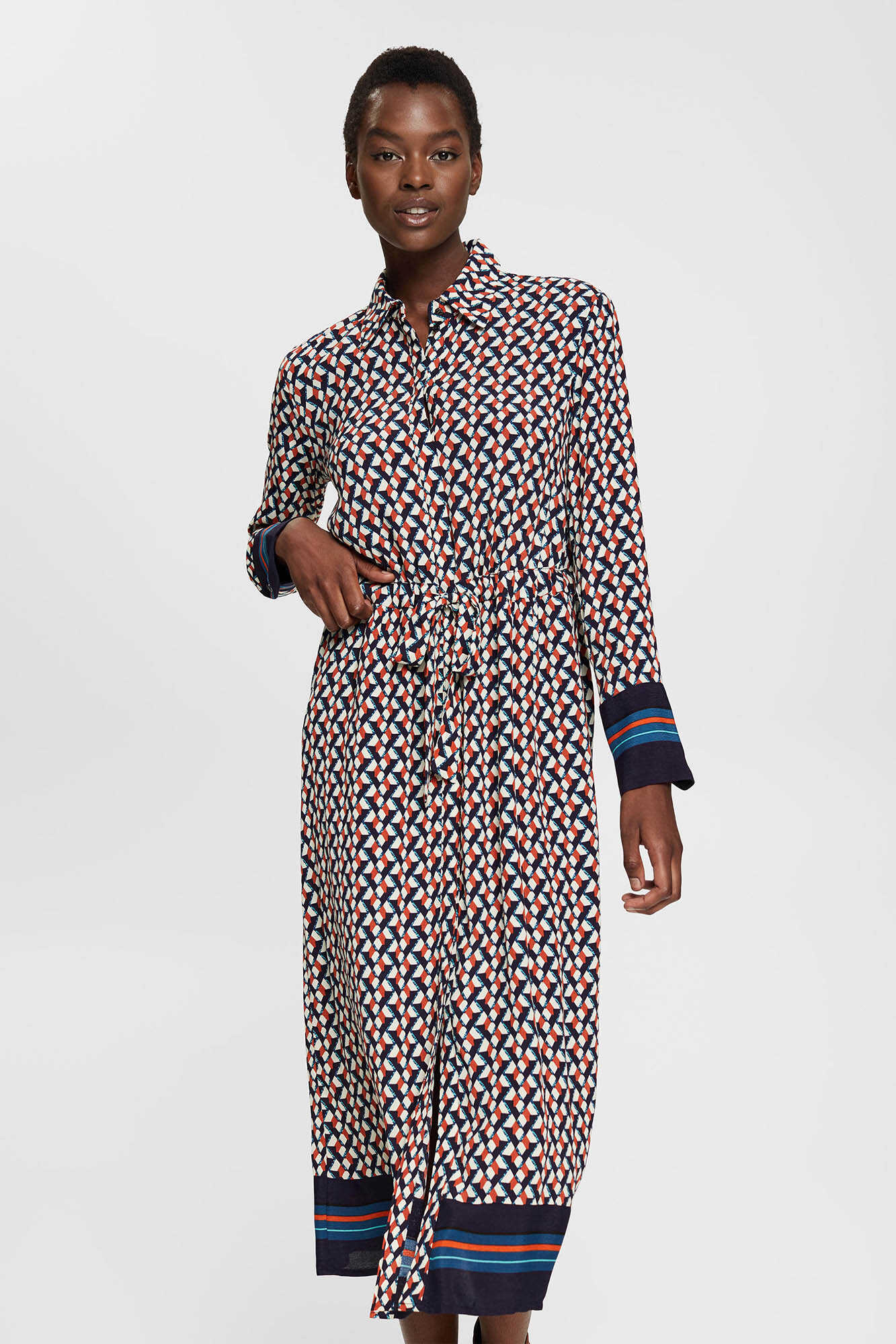 robe-chemise à imprimé géométrique