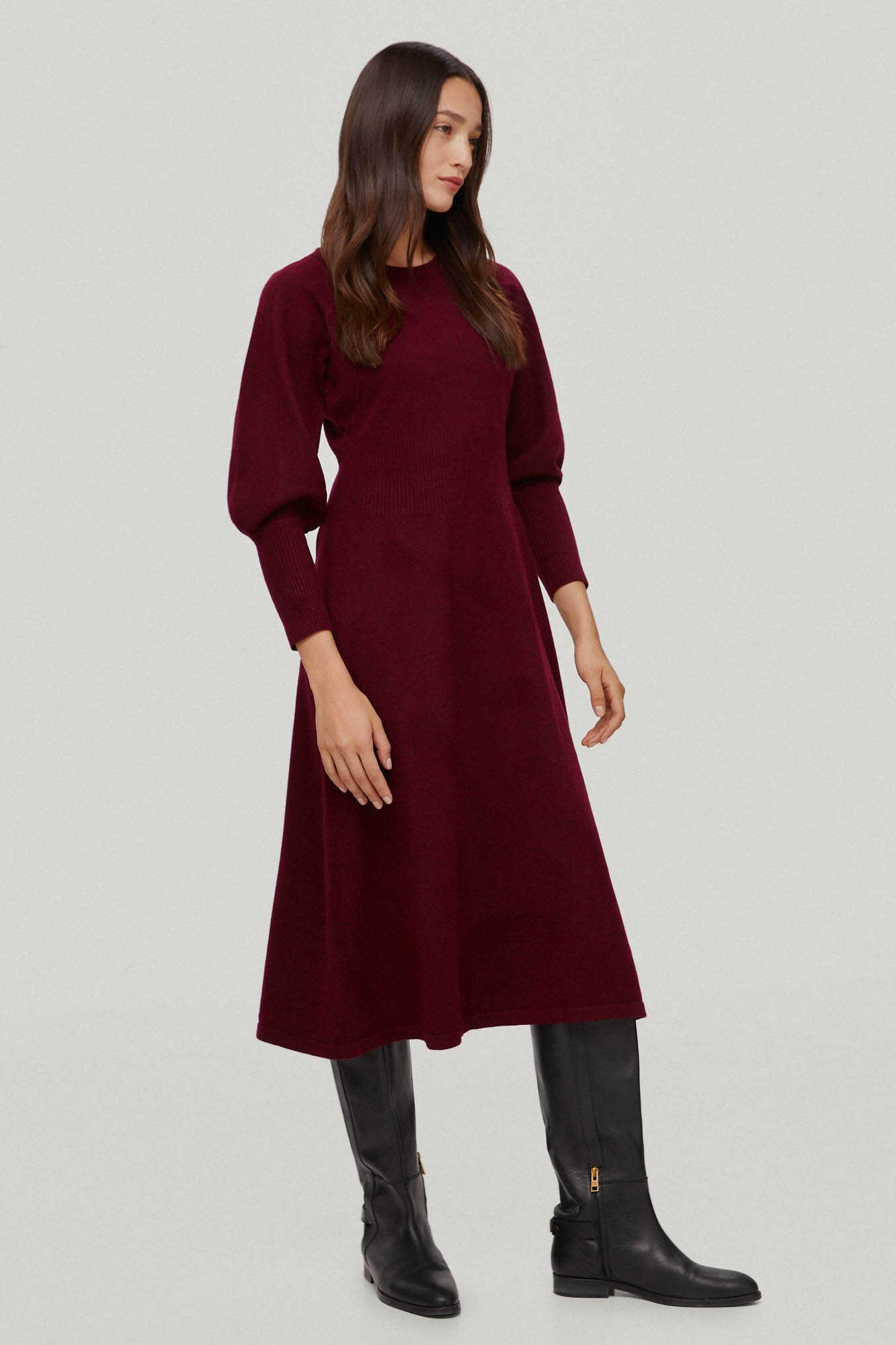 robe en maille à manches bouffantes