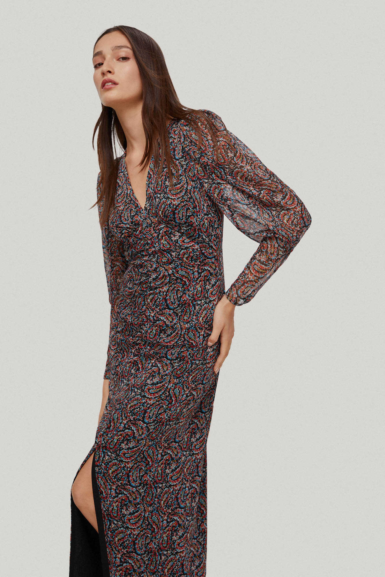 robe imprimée à encolure en V