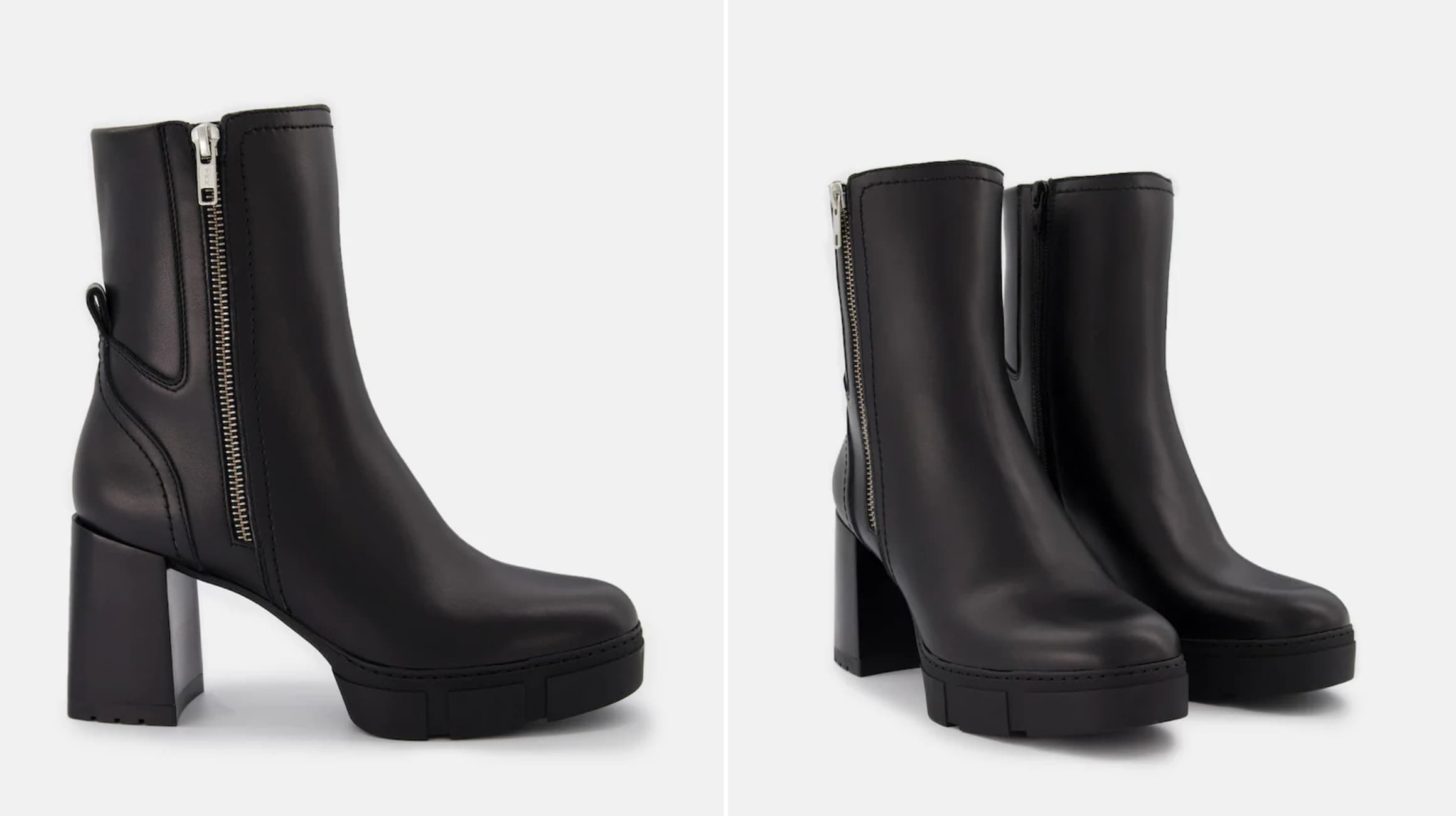 Bottes noires à plateforme et talons blocs