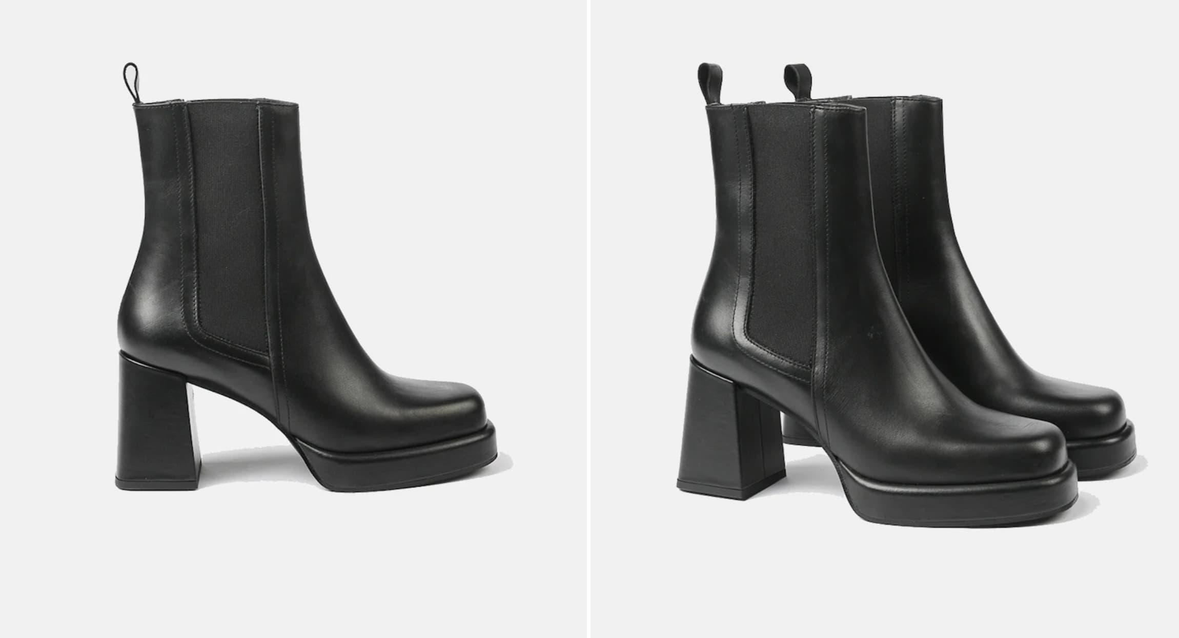 Janet & Janet Bottines Chelsea noires à plateforme et bout carré