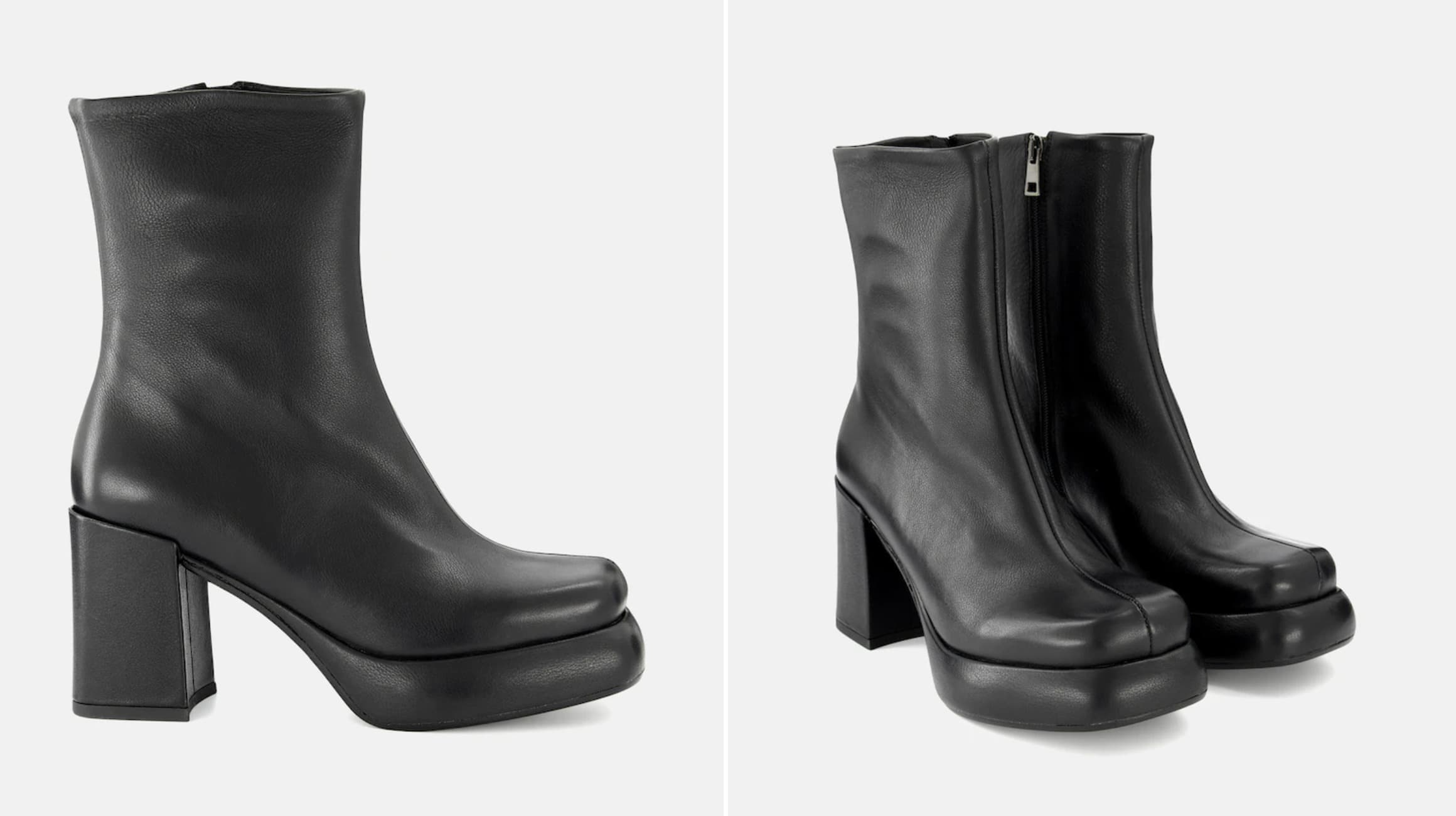 Bottines noires à talon épais et plateforme