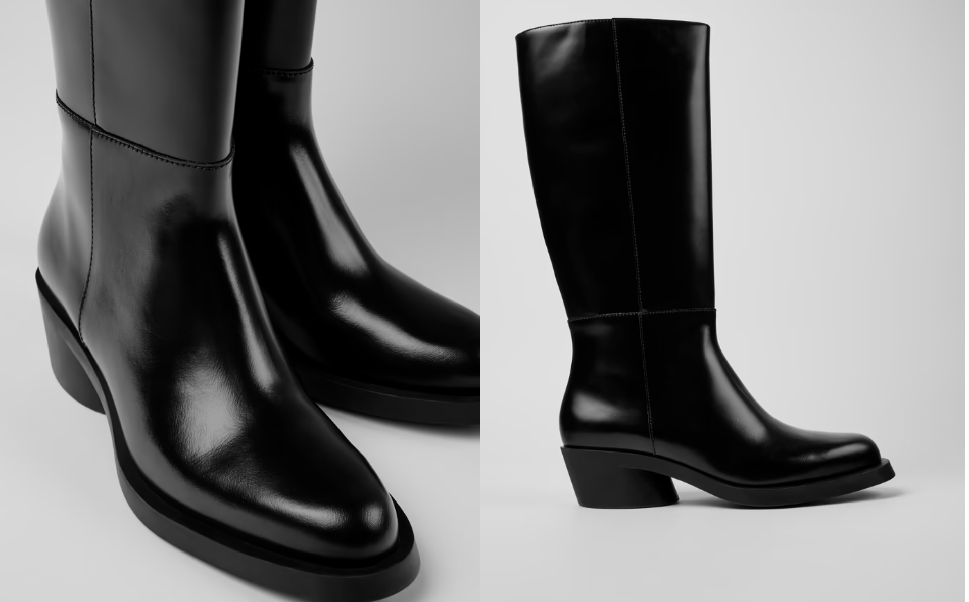 Bottes hautes en cuir noir