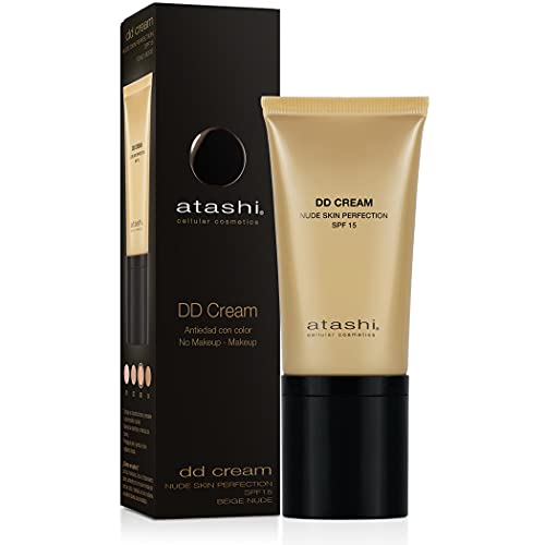 Atashi Cellular Cosmetics | DD Anti-Aging Face Cream, Traitement anti-âge avec teinte, Maquillage - Maquillage, Réduit les taches brunes et minimise les pores, Avec rétinol, Airless, Beige