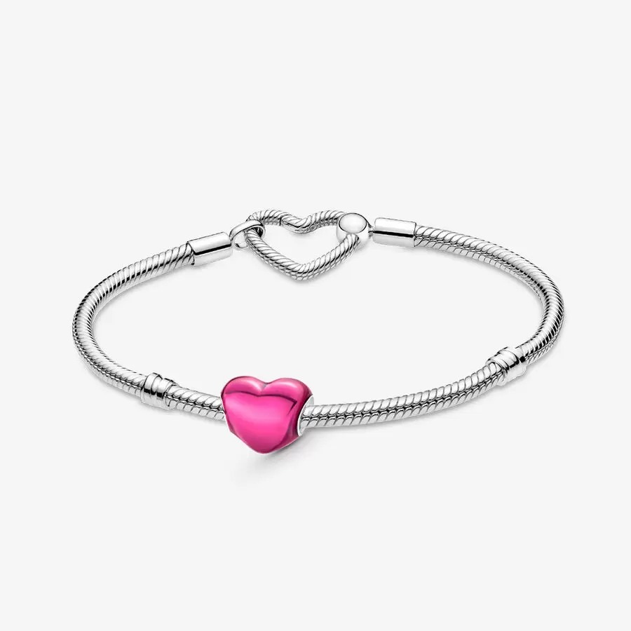 Coffret Cadeau Bracelet Coeur Rose Métallisé