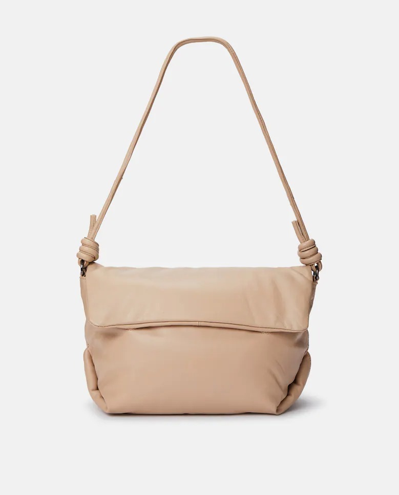 Sac à rabat en cuir beige