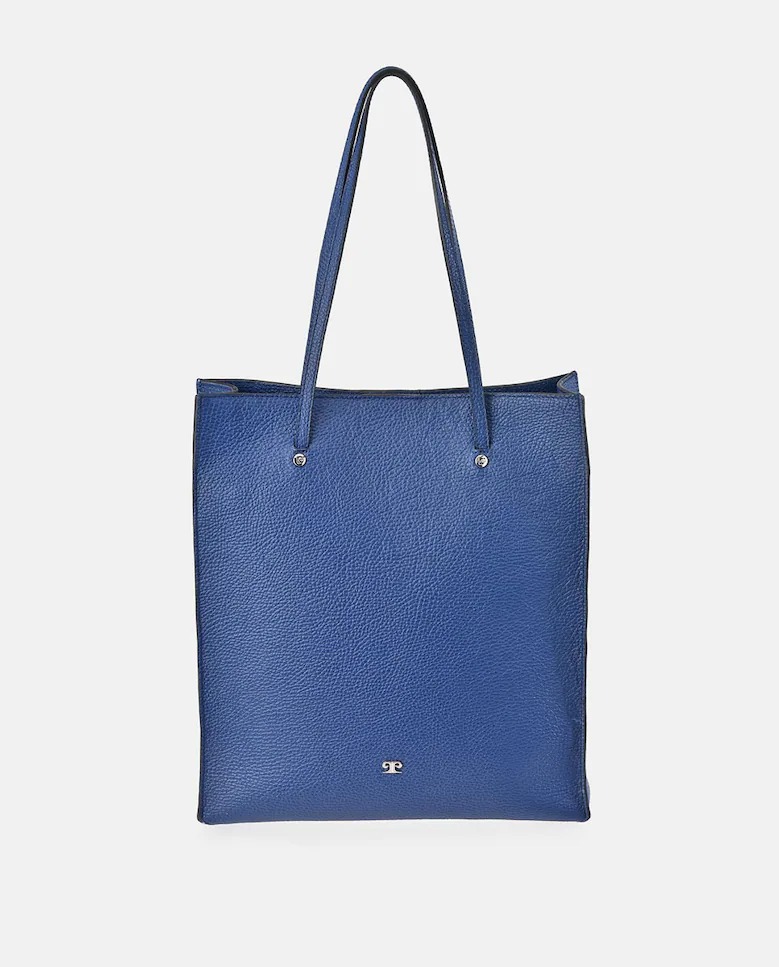 Cabas Pierre Cardin en cuir bleu avec poche intérieure
