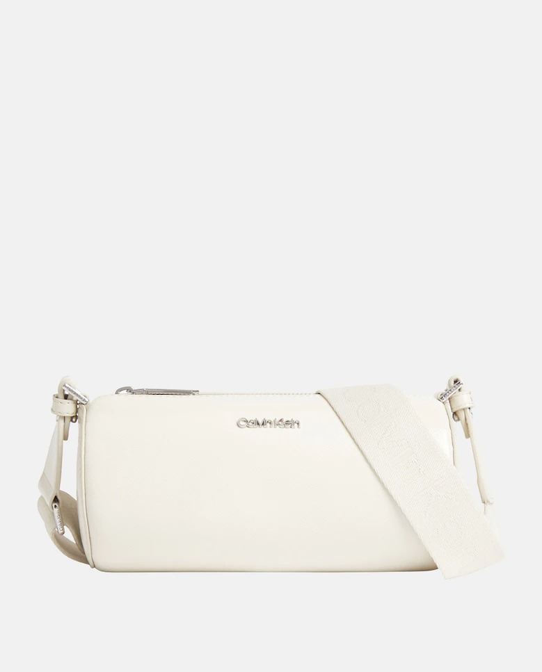 Calvin Klein Sac messager rectangulaire blanc avec finition Saffiano