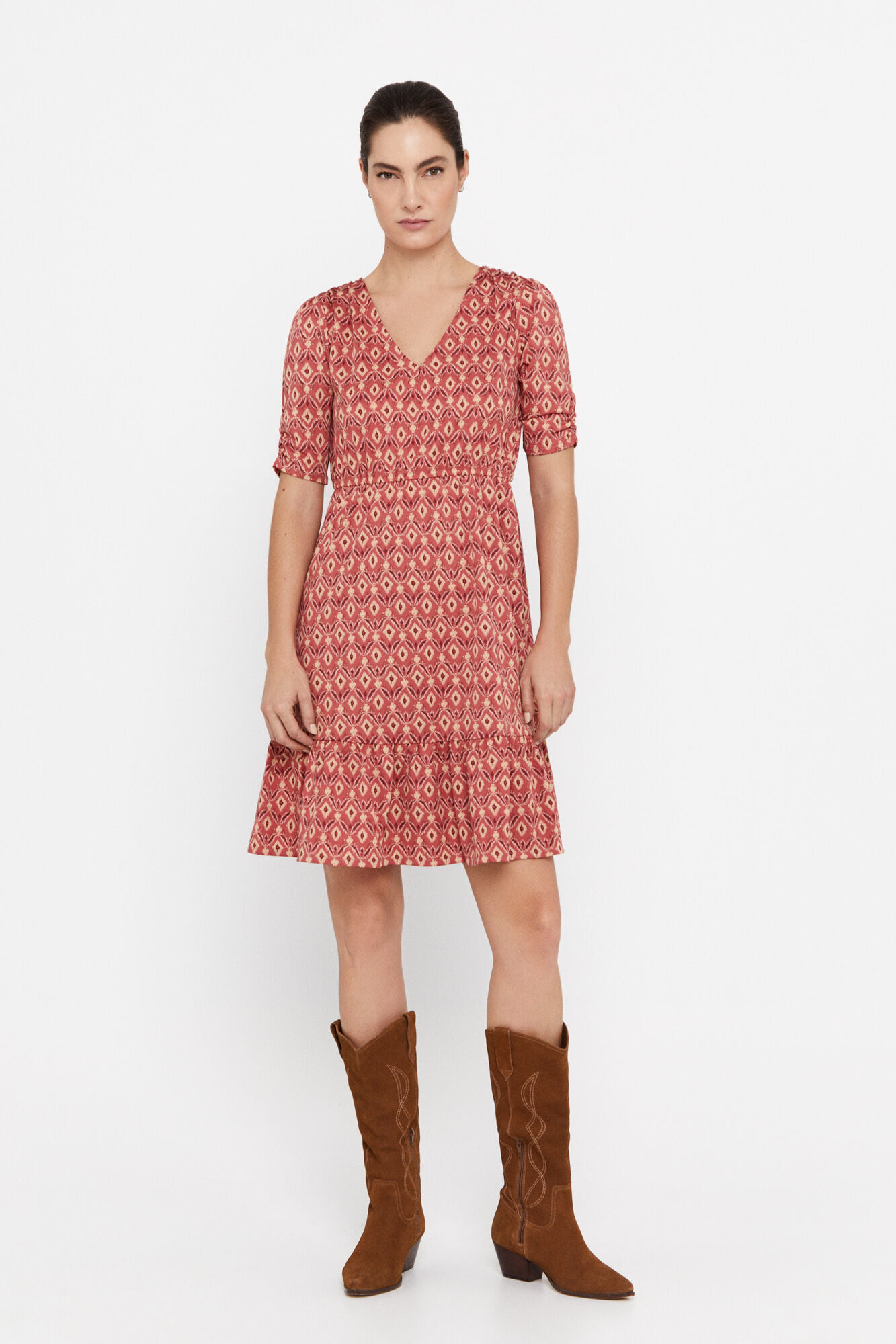 robe courte évasée à imprimé