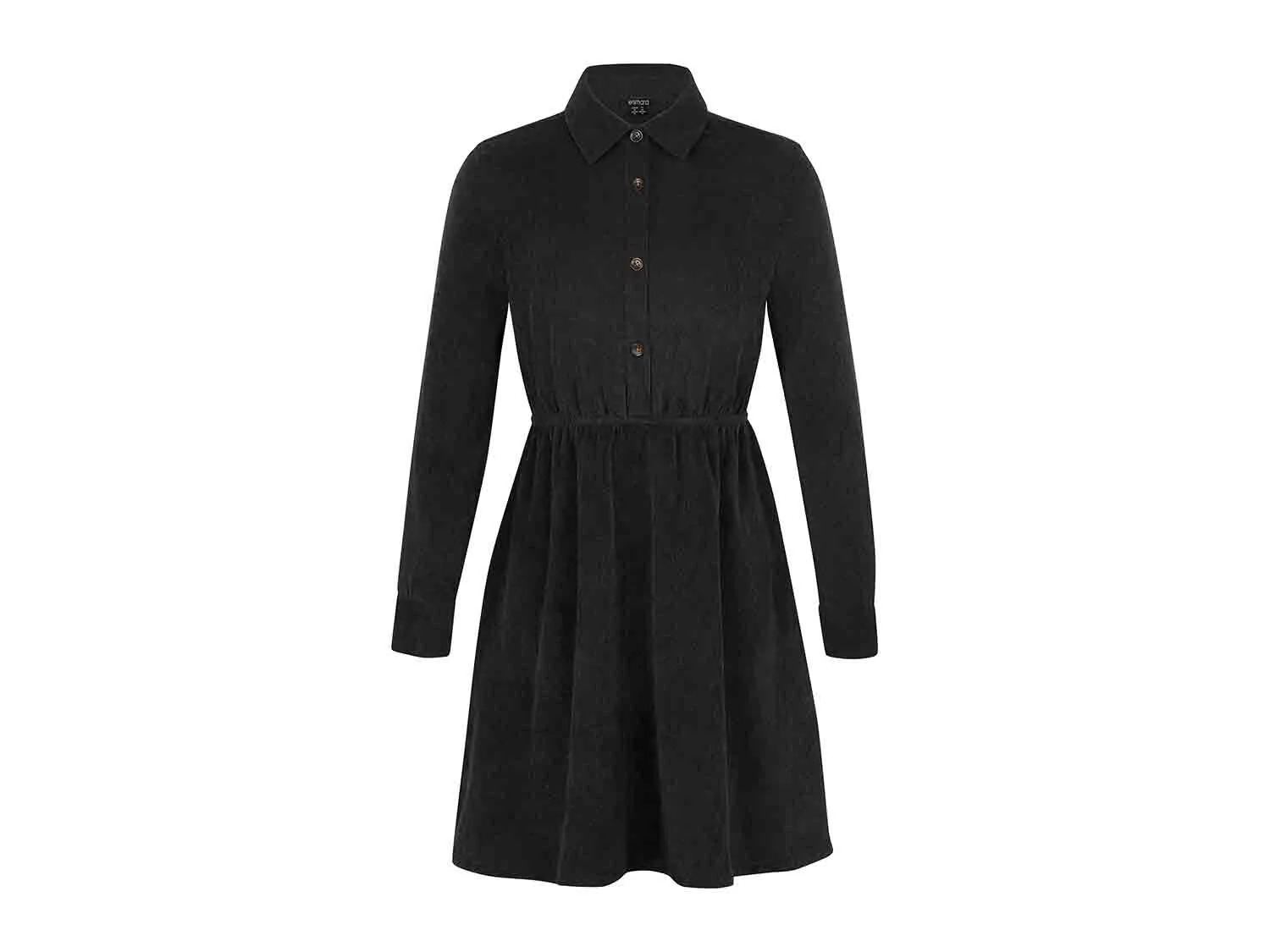 Robe noire en velours côtelé à taille élastique
