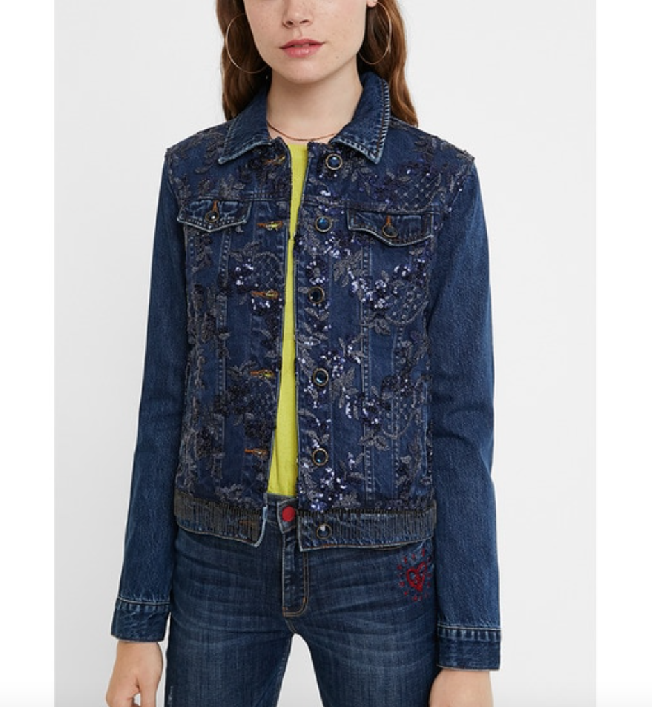 veste en jean à perles