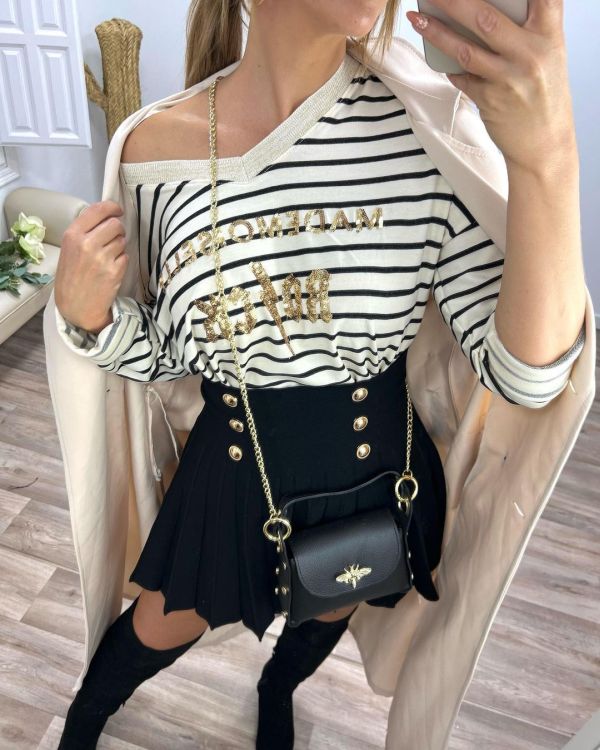 T-shirt rayé avec jupe