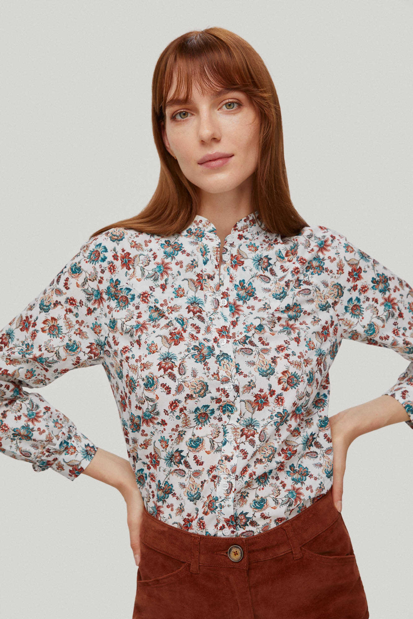 Chemise en coton imprimé à col rond