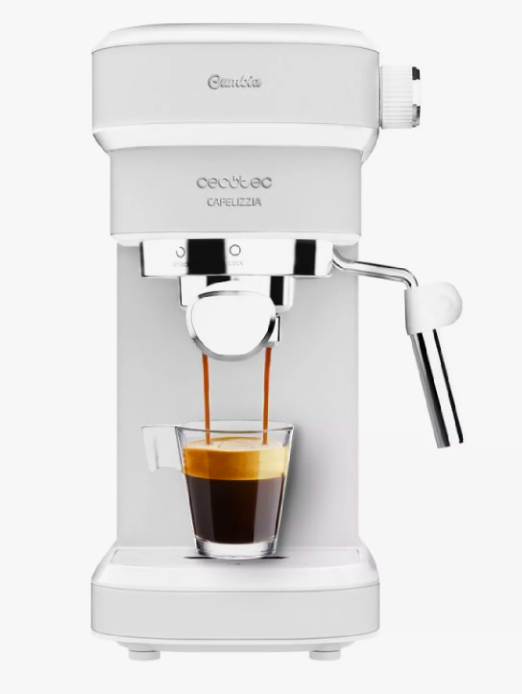 Machine à café expresso Cecotec Cafelizzia 790 blanche.Système de chauffage rapide, 20 bars, mode automatique pour 1 et 2 tasses de café, vapeur