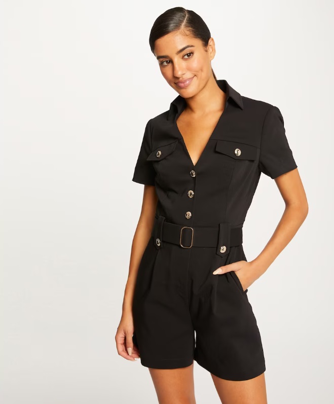 Morgan Black Revers Gold Button Jumpsuit
