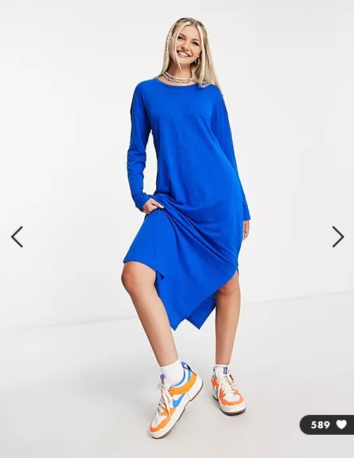 Noisy May Glow in the Dark - Robe t-shirt longue fendue sur le côté bleu foncé