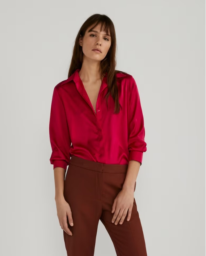 Chemise imprimée en satin pour femme