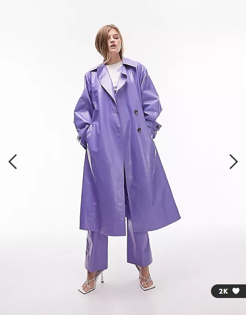 Topshop Trench-coat long doublé coupe lilas slim