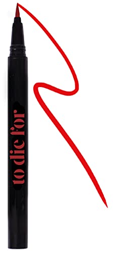 KRASH KOSMETICS Die for GAY BFF Eyeliner liquide rouge - Formule imperméable longue durée 24 heures - Eyeliner teinté - Applicateur feutre à pointe fine - Vegan et sans cruauté envers les animaux