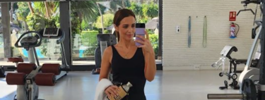 Paula Echevarría dans un haut d'entraînement noir que vous pouvez copier chez Decathlon