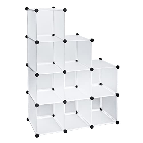 T-LoVendo Étagère Modulaire 9 Cubes Bibliothèque Moderne Salle De Bains Salon Armoire Murale Vitrine 9 Cubes, Blanc