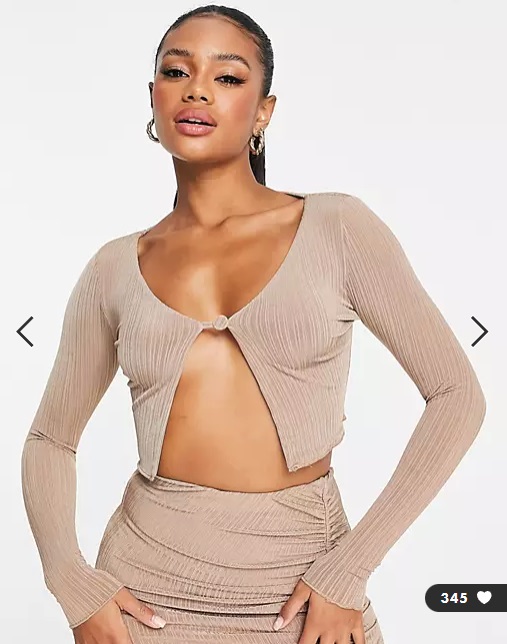 Haut court beige à manches longues Naked Wardrobe