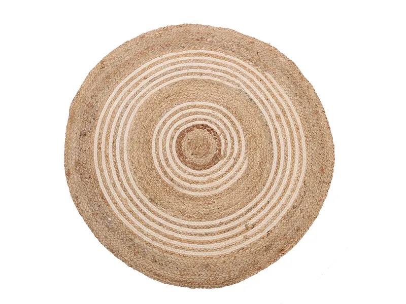 tapis de jute naturel en spirale blanc