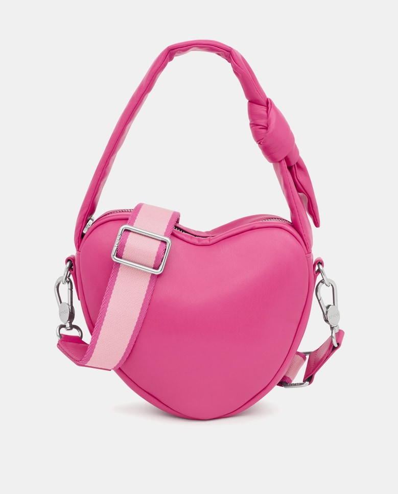 Sac à bandoulière cœur fuchsia Carol.