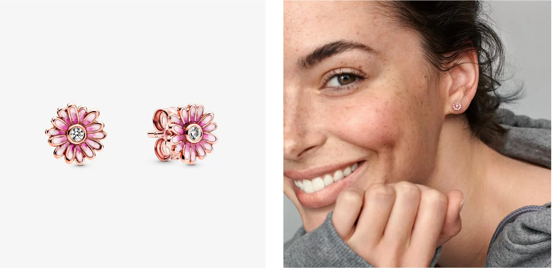 Boucles D'oreilles Tiges Marguerite Rose