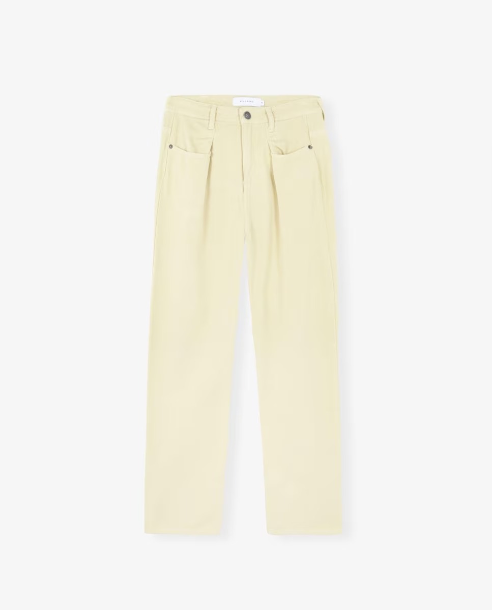 Pantalon Femme Jaune Poche Centrale