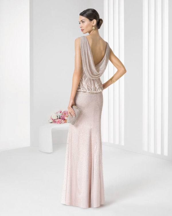 Robe de Soirée Rose Clair 2016 Gemme Beige